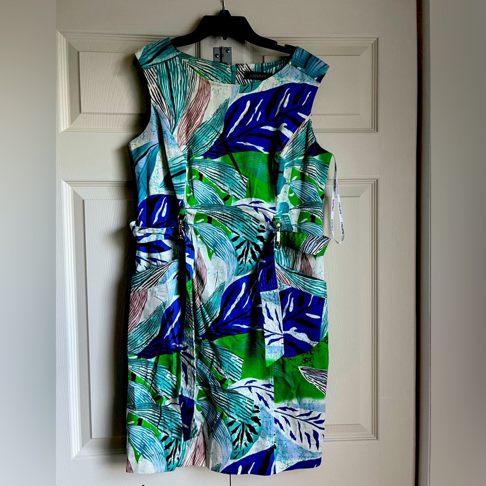Ellen Tracy Blue Sheath Mini Dress Sleeveless Resort Wear